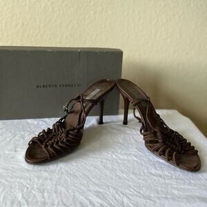 Alberta Ferretti Brown Strappy Sandals Size 10.5